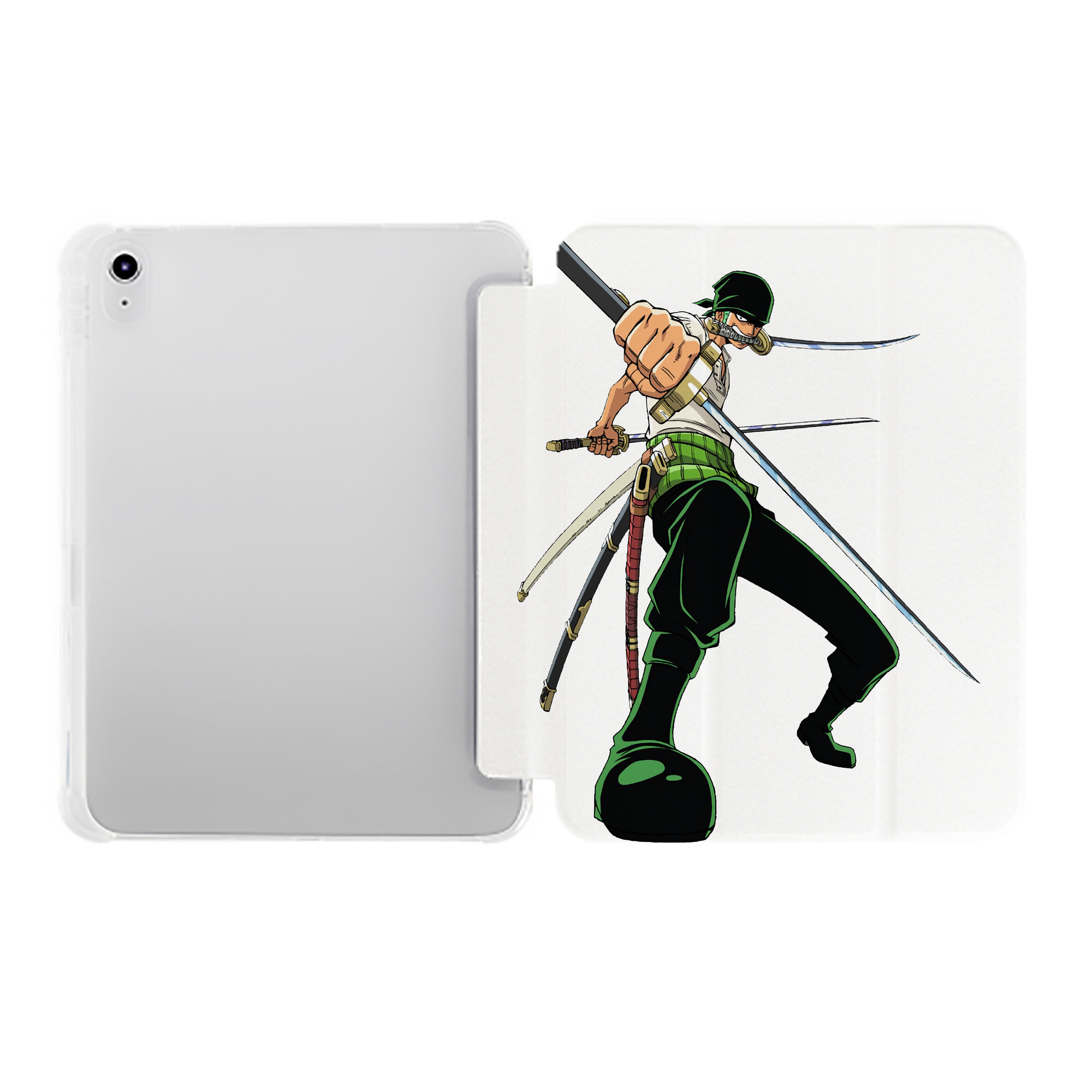 （画像用） ワンピース ロロノア・ゾロ ONE PIECE Roronoa Zoro IPad ケース ペン収納付き 三つ折りスタンド PUレザー×シリコン 対応機種9.5/10.5/10.9インチ